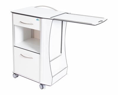 CABINET WITH OVERBED TABLE, Whatnot, medical whatnot, food tray whatnot
